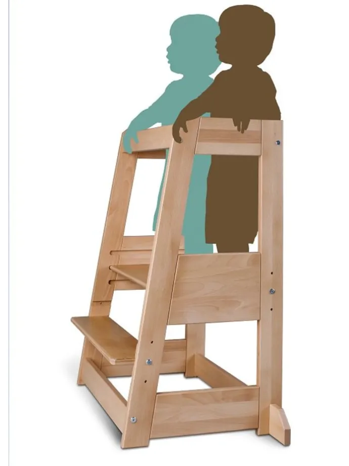 tiSsi® Geschwister / Zwillings Lernturm FELIX mitwachsend Buche massiv NATUR