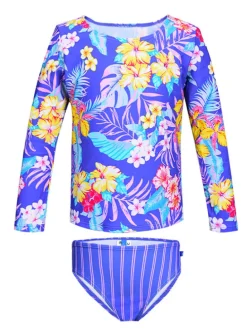 2tlg. Badeoutfit "Sandy" in Blau/ Bunt