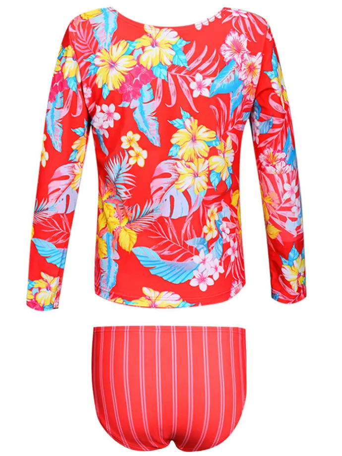 2tlg. Badeoutfit "Sandy" in Rot/ Bunt