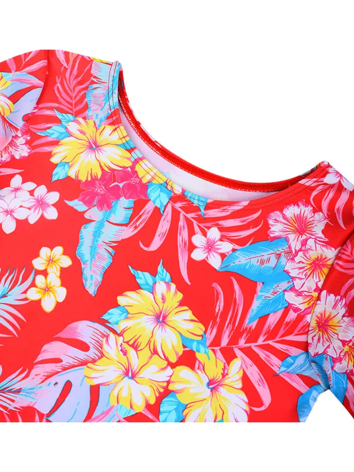 2tlg. Badeoutfit "Sandy" in Rot/ Bunt