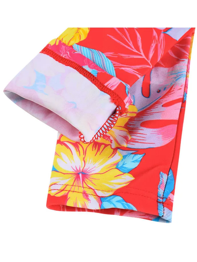 2tlg. Badeoutfit "Sandy" in Rot/ Bunt