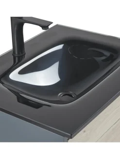 3-tlg Badezimmerschrank TERUEL in Grau/Braun