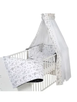 4-tlg. Bettwäsche-Set Decke 100 x 135 cm in weiss,schwarz,motiv