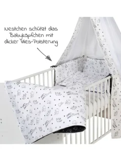 4-tlg. Bettwäsche-Set Decke 100 x 135 cm in weiss,schwarz,motiv
