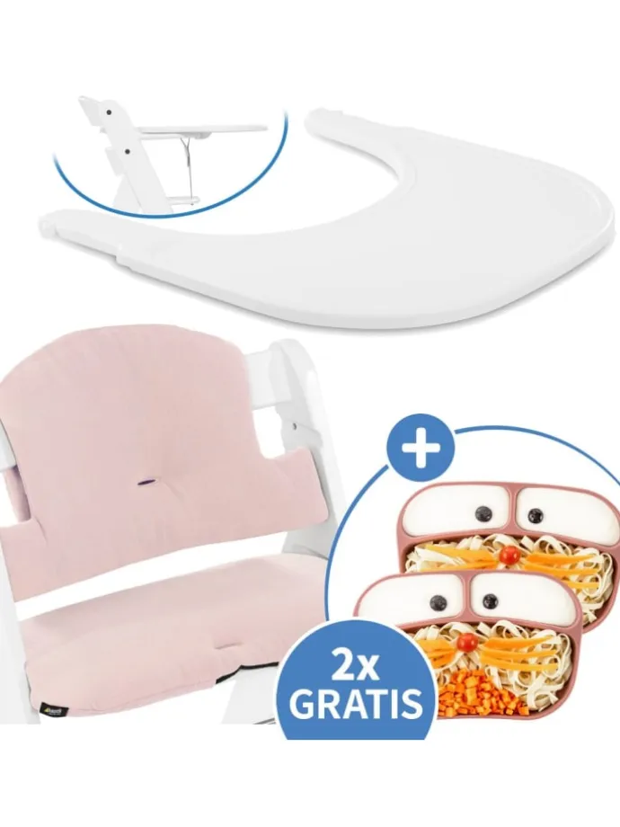 5-tlg. Essbrett-Set für Alpha Plus - Click in weiss,rosa