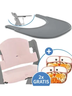 5-tlg. Essbrett-Set für Alpha Plus - Click in grau,rosa