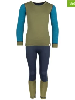 2tlg. Funktionswäscheset "Merino" in Khaki/ Dunkelblau