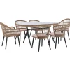 7-tlg Gartentisch Set ALIANO in Beige/Schwarz
