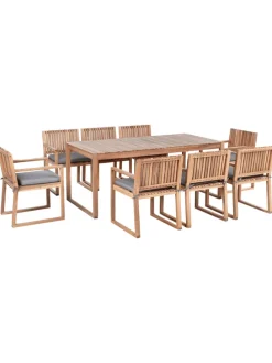 17-tlg Gartentisch Set SASSARI PREMIUM in Braun/Grau