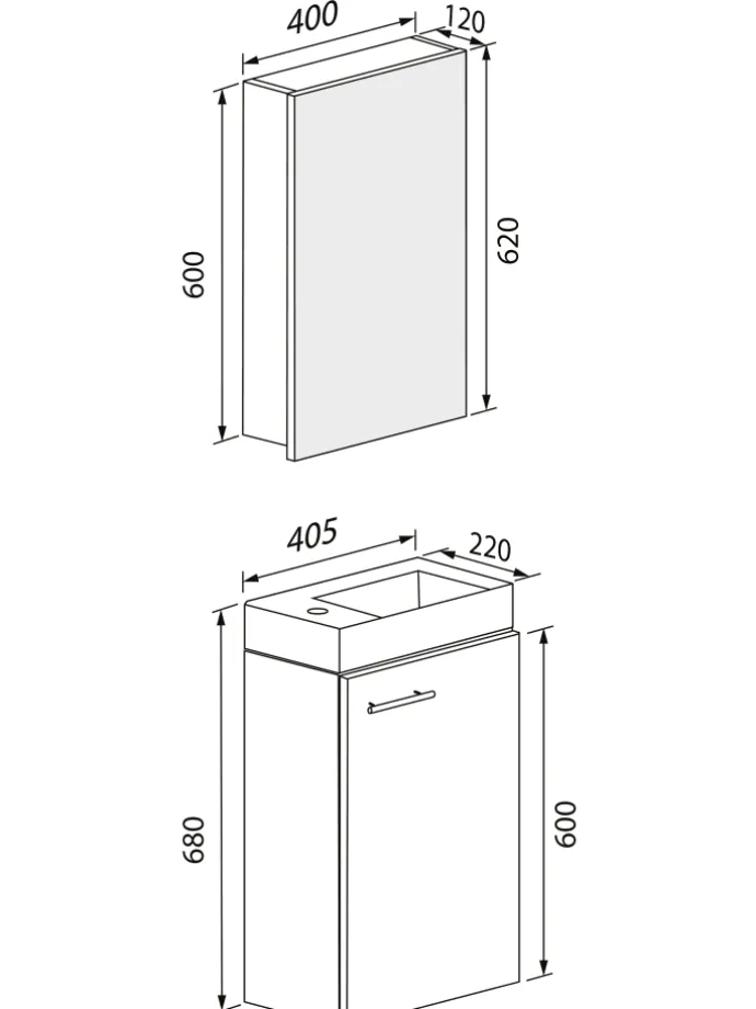3-tlg Gäste WC Waschplatz Waschtisch Slito Schrank in Honig-Eiche
