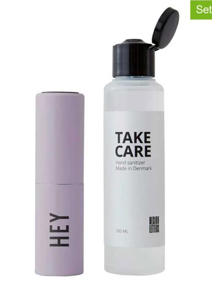 2tlg. Handdesinfektion-Set "Hey" in Transparent/ Lila