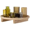 8tlg. Kerzenständer-Set ''Sanga'' in Beige/ Grün - (H)15 x Ø 32 cm