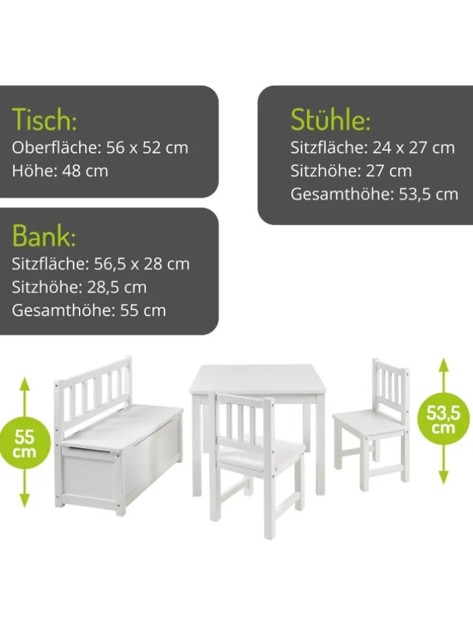 4-tlg. Kindersitzgruppe Anna in Weiß