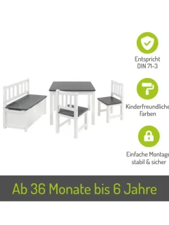 4-tlg. Kindersitzgruppe Anna in Grau / weiß