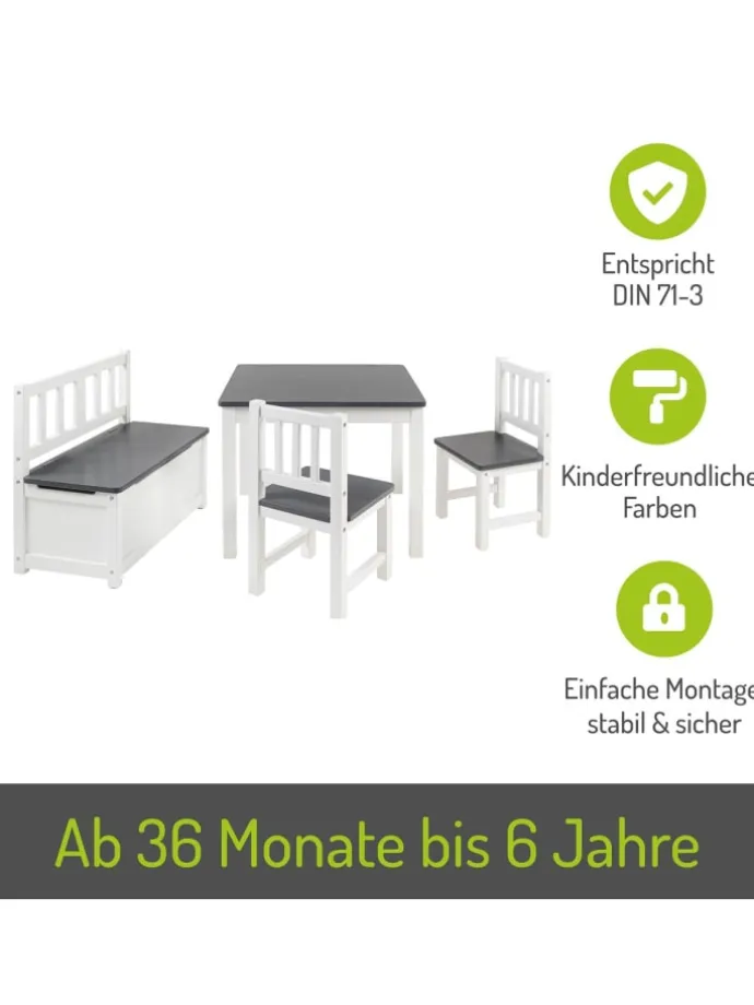 4-tlg. Kindersitzgruppe Anna in Grau / weiß