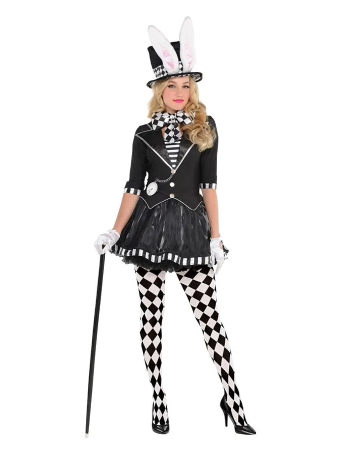 4tlg. Kostüm "Dark Mad Hatter" in Schwarz/ Weiß