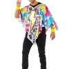 2tlg. Kostüm "80er Hippie Poncho Onesie" in Bunt
