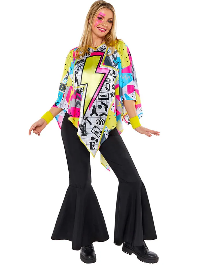 2tlg. Kostüm "80er Hippie Poncho Onesie" in Bunt