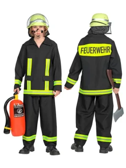 2tlg. Kostüm "Feuerwehrmann" in Schwarz/ Gelb