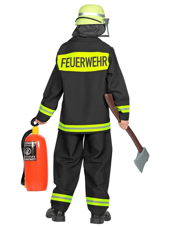2tlg. Kostüm "Feuerwehrmann" in Schwarz/ Gelb