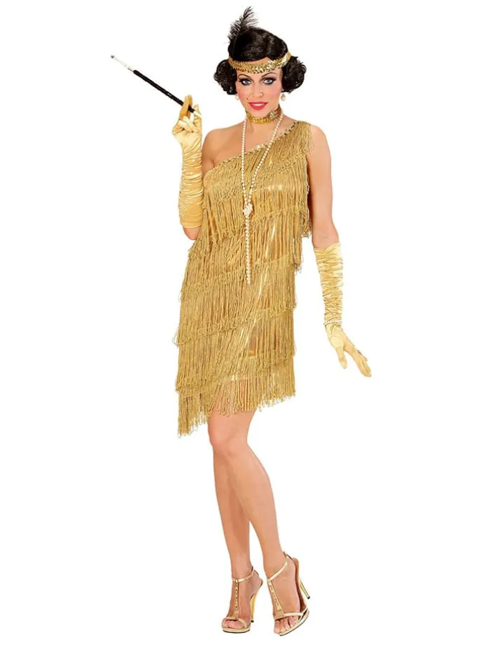 3tlg. Kostüm "Flapper" in Gold