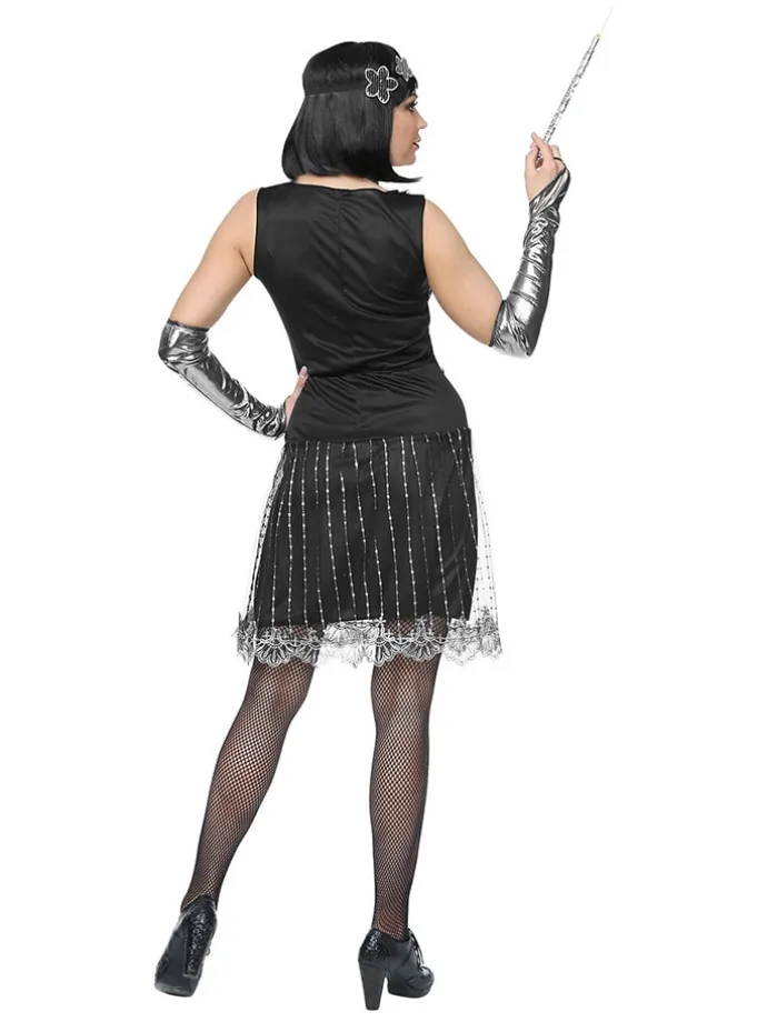 3tlg. Kostüm "Flapper" in Schwarz
