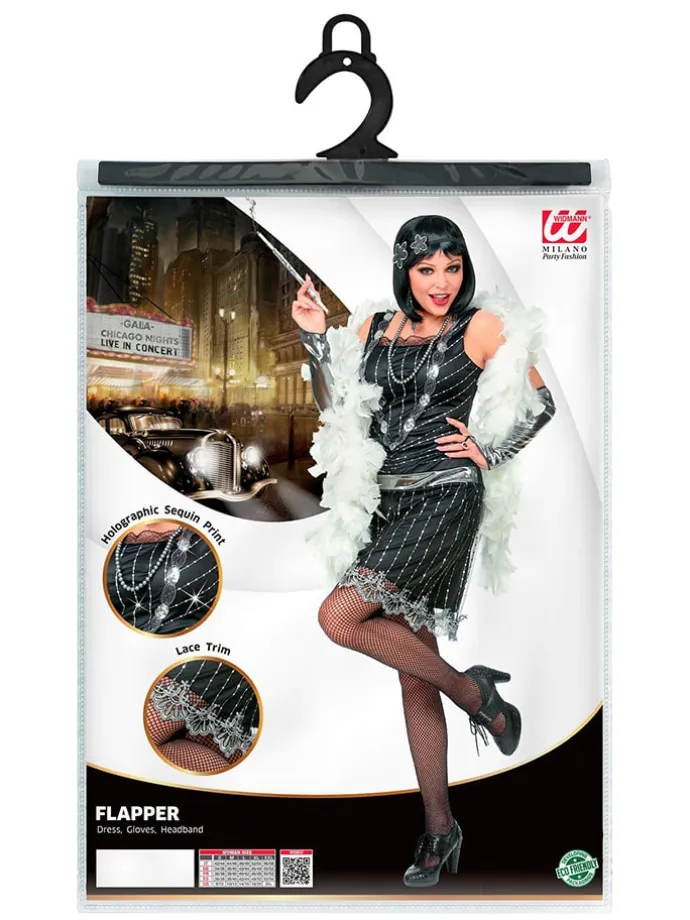 3tlg. Kostüm "Flapper" in Schwarz