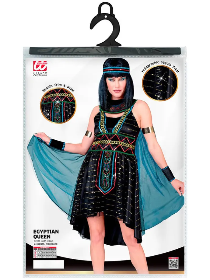 3tlg. Kostüm "Ägyptische Königin" in Schwarz/ Blau
