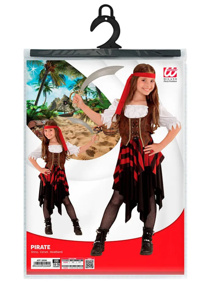 3tlg. Kostüm "Pirat" in Braun/ Rot/ Schwarz