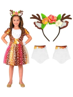 3tlg. Kostüm "Reindeer" in Braun/ Rosa/ Weiß