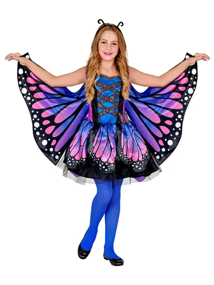 3tlg. Kostüm "Schmetterling" in Lila/ Blau