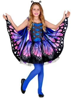 3tlg. Kostüm "Schmetterling" in Lila/ Blau