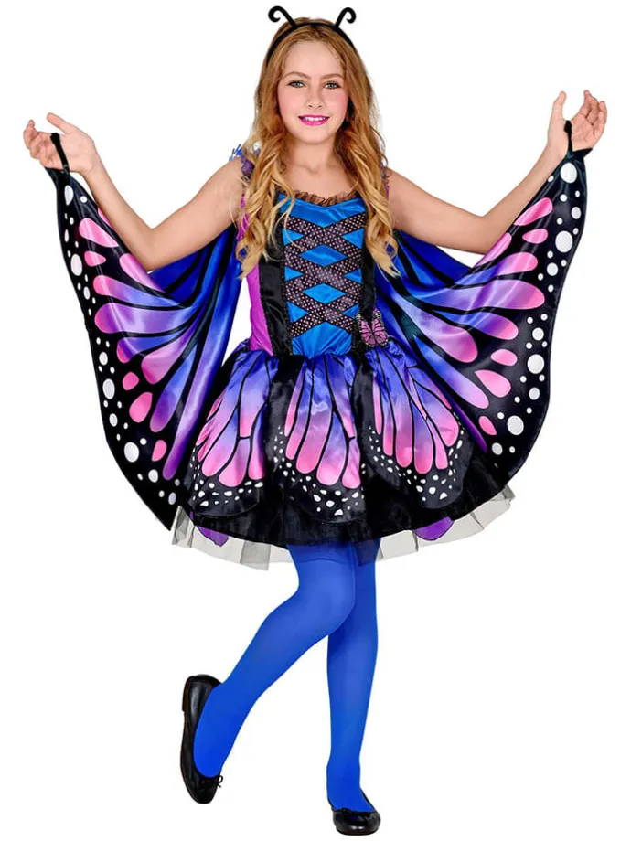 3tlg. Kostüm "Schmetterling" in Lila/ Blau