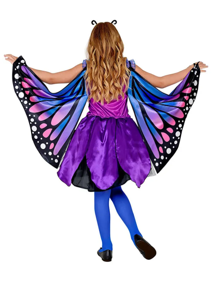 3tlg. Kostüm "Schmetterling" in Lila/ Blau