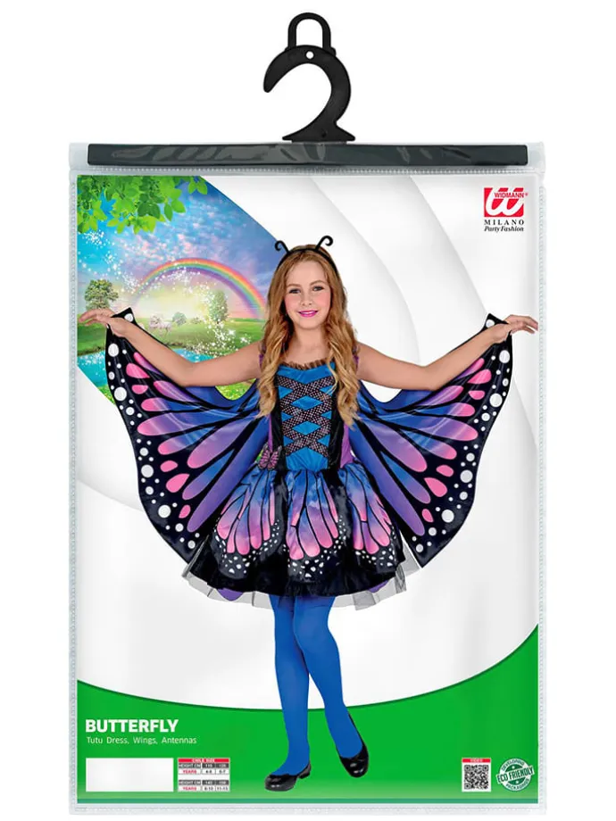 3tlg. Kostüm "Schmetterling" in Lila/ Blau