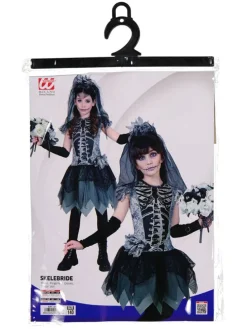 3tlg. Kostüm "Skelebride" in Schwarz