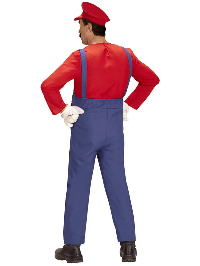 3tlg. Kostüm "Super Klempner" in Rot/ Blau