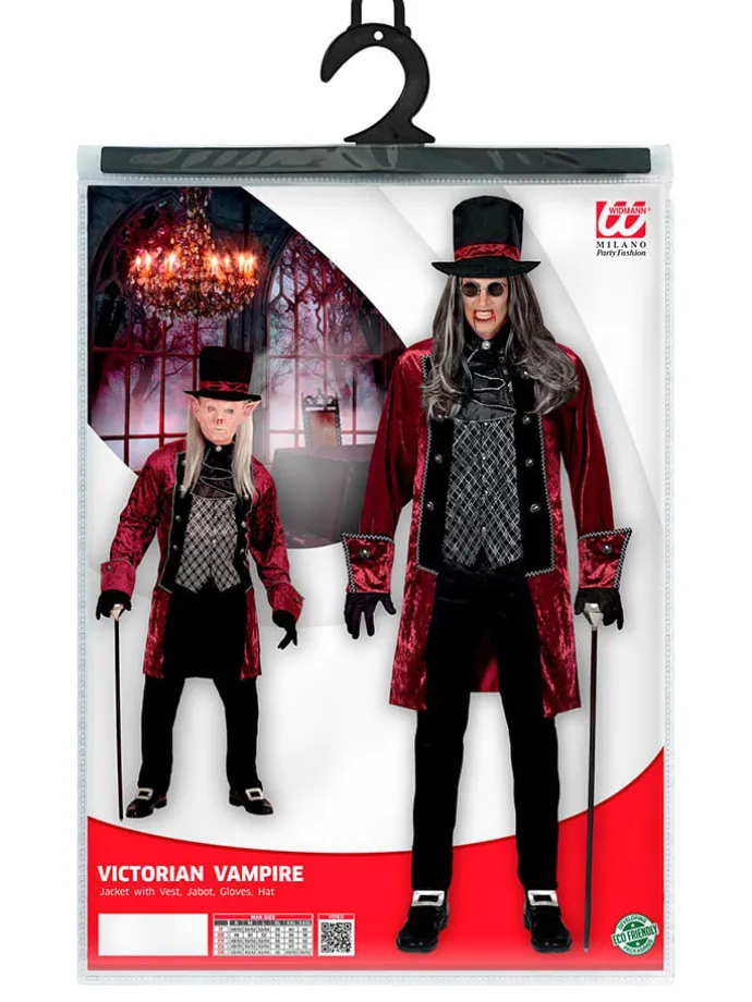 4tlg. Kostüm "VIKTORIANISCHER VAMPIR" in Schwarz/ Rot