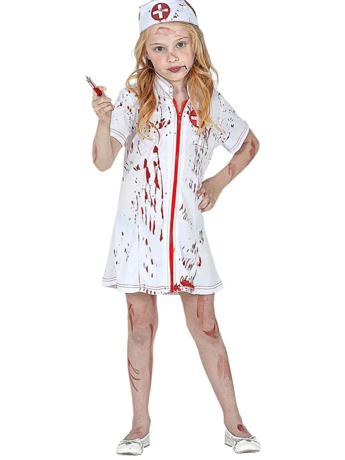 2tlg. Kostüm "ZOMBIE KRANKENSCHWESTER" in Weiß/ Rot