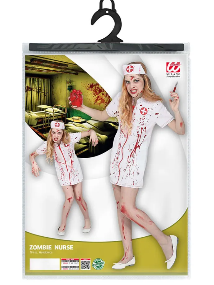 2tlg. Kostüm "ZOMBIE KRANKENSCHWESTER" in Weiß/ Rot