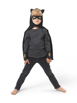 4tlg. Kostüm-Set "Superhero" in Schwarz