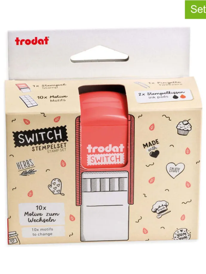 5tlg. Kreativstempel-Set: "Switch, Selbstgemachtes" in Koralle