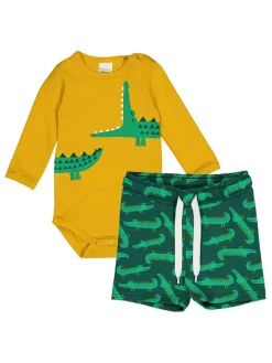 2tlg. Outfit "Croco" in Gelb/ Grün