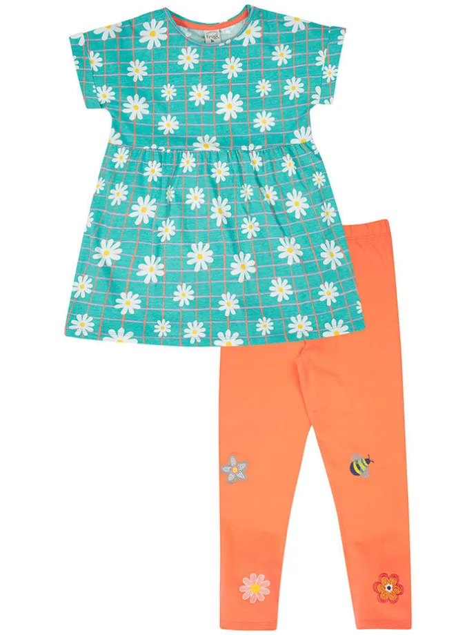 2tlg. Outfit "Delilah" in Türkis/ Orange/ Weiß
