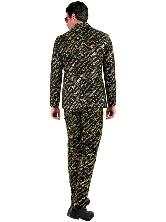 2tlg. Outfit "Happy New Year" - Kostümsakko und -hose in Schwarz/ Gold