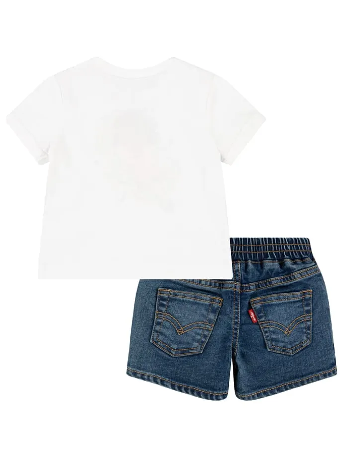 2tlg. Outfit in Blau/ Weiß