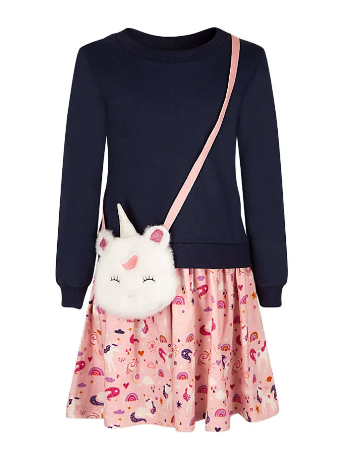 2tlg. Outfit in Dunkelblau/ Rosa