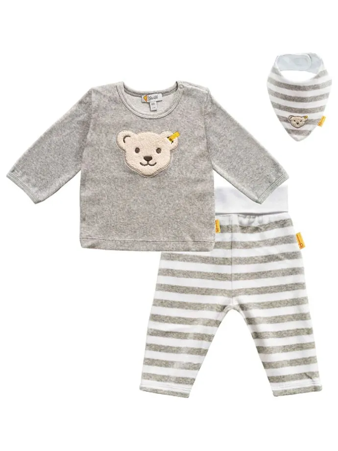 3tlg. Outfit in Grau/ Weiß