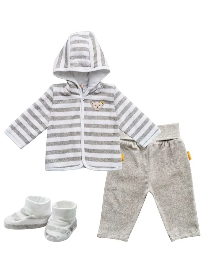 3tlg. Outfit in Grau/ Weiß