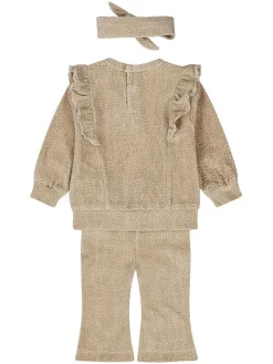 3tlg. Outfit in Hellbraun